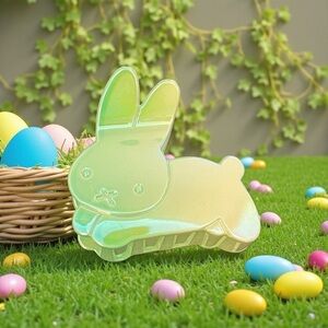 Green & Yellow Ombre Metallic Easter Bunny Rabbit Glossy 2.5" Lobster Hair Clip